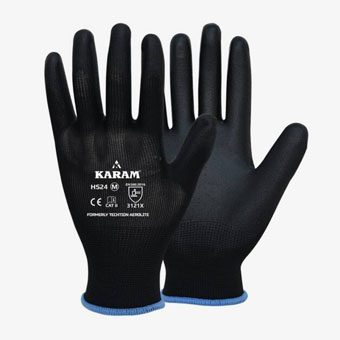 HS24 PU Coated Black Gloves
