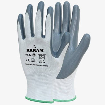 HS32 Nitrile Coated White Gloves